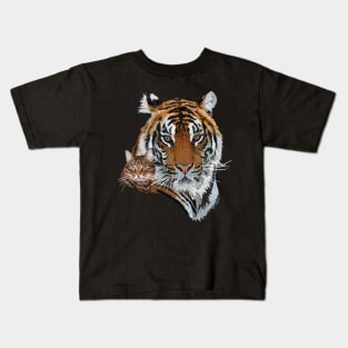 Bengal tiger and cat Kids T-Shirt